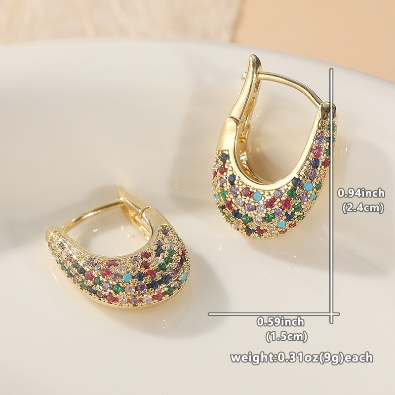 Women's Multicolor Small U-Shaped Huggie Hoop Earrings, Party Gift
